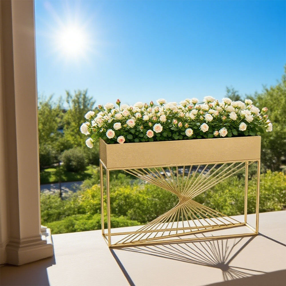 SOLARA ZFL01 Minimalist Style 120cm Modular Gold/Black/White Metal Planter with Partition FunctionSaving for Outdoor Use