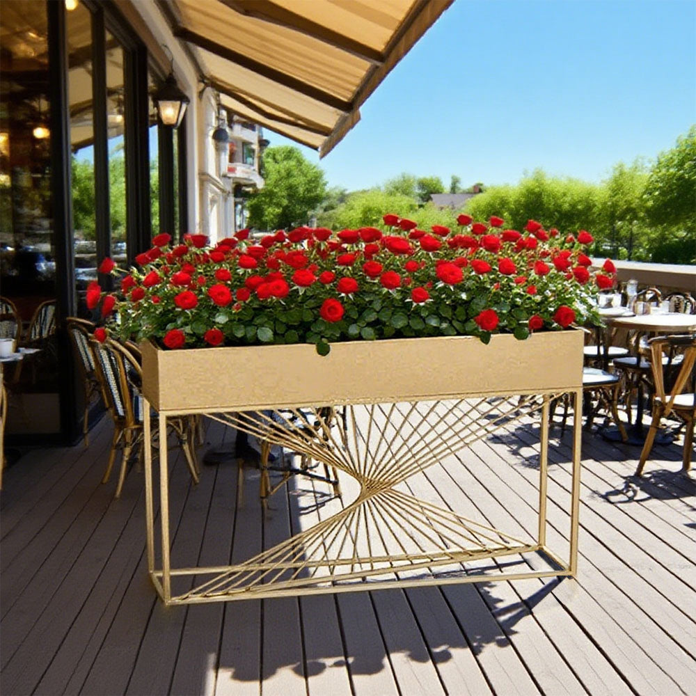 SOLARA ZFL02 Minimalist Style 140cm Modular White/Gold/Black Metal Planter with Partition FunctionSaving for Outdoor Use