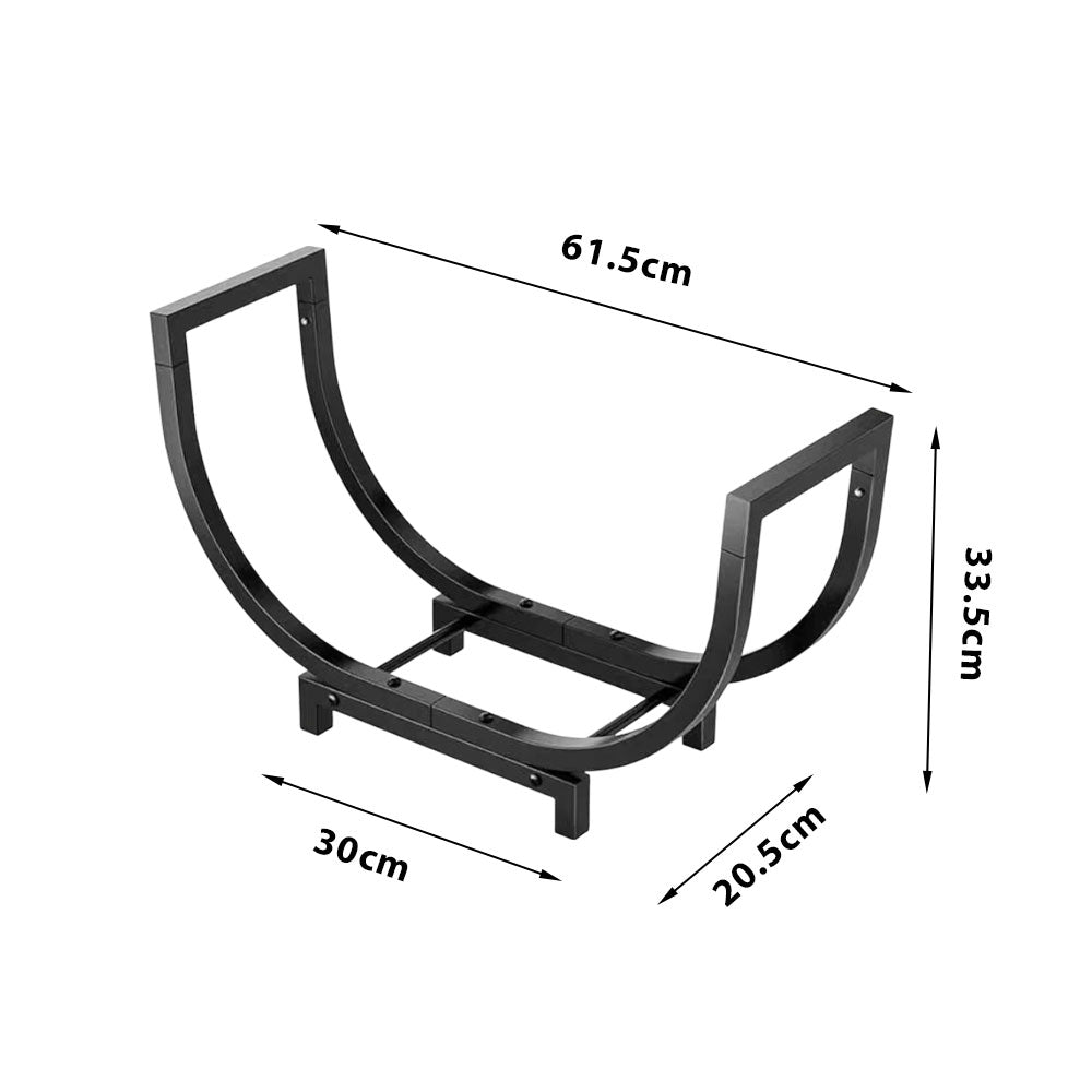 SOLARA ZFWOODS Black Indoor and Outdoor Firewood Storage Rack Fireplace Decoration