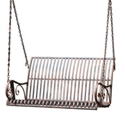 SOLARA YY02 100cm Wrought Iron Hanging Garden Chair – Brown/Green Straight Backrest Outdoor Use