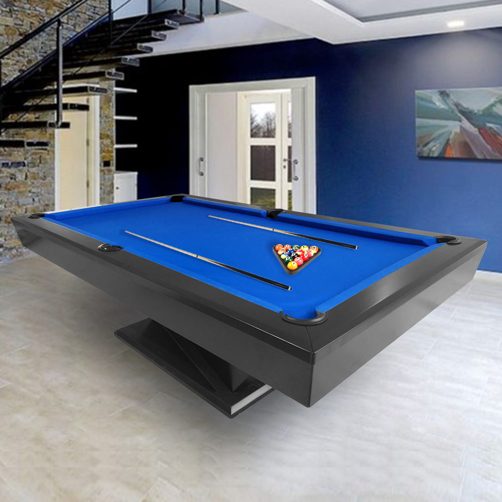 QUESLA WP06 8FT Slate Pool Snooker Table Billiards Table - Blue&Black