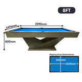 WP06 8FT Luxury Slate Billiard Table W/ Free Accessories Pool Table - Grey&Blue