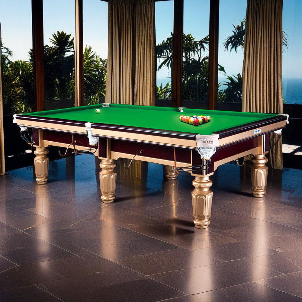JOY Q8 9FT Chinese Luxury Slate Table Pool Table Gold Frame