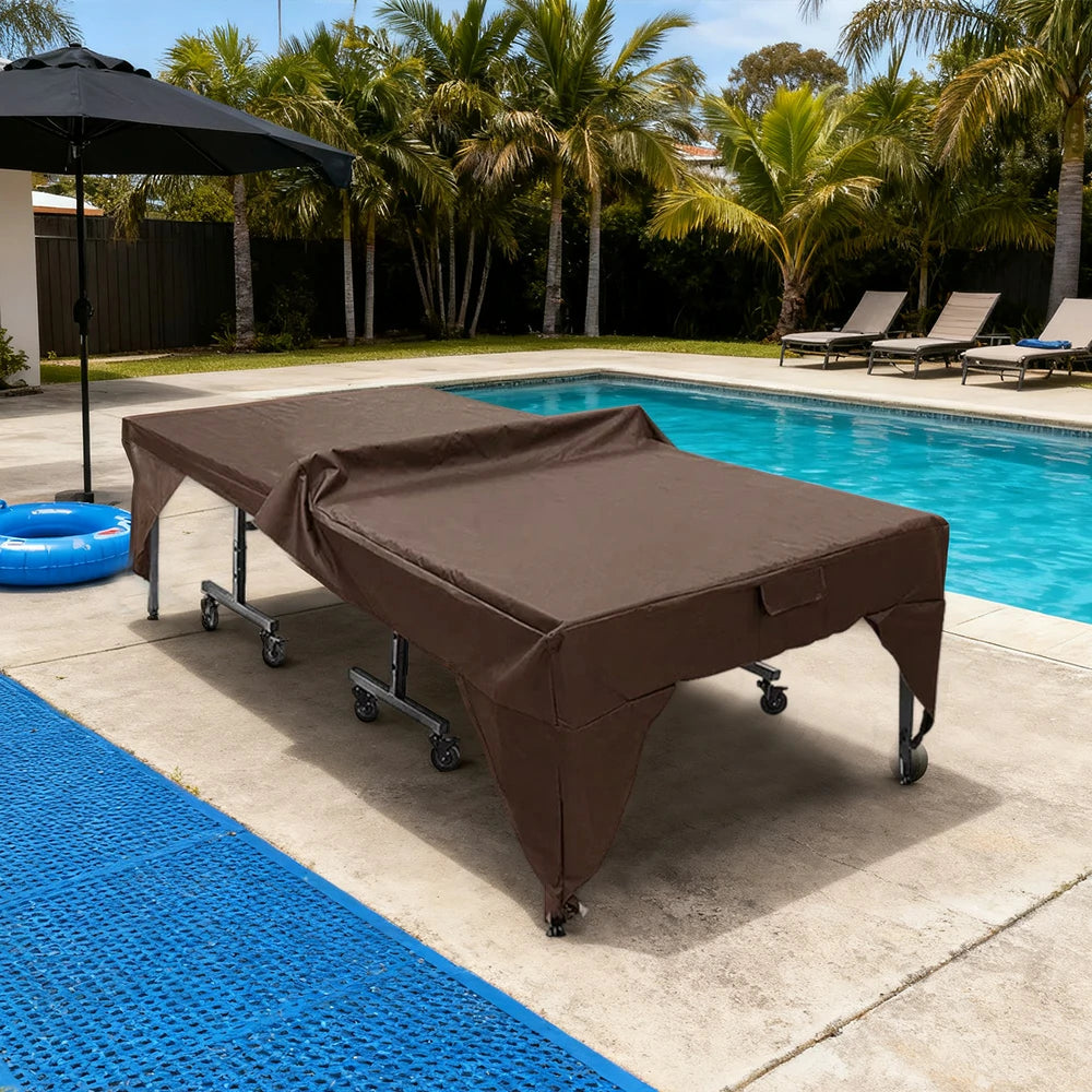 ARIX Table Tennis Table Cover - 190T / 210D / 600D Waterproof Oxford Fabric, UV-Resistant, Dustproof, and Durable Suitable for Indoor and Outdoor Use - Coffee