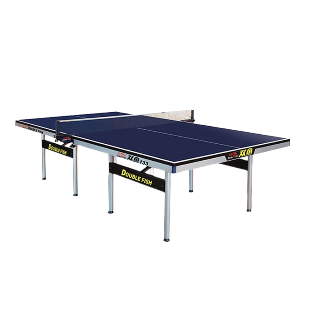 DOUBLE FISH 133 Indoor 25mm Blue Foldable Solo Play Table Tennis Pingpong Table-Bats Balls Net ITTF Approve