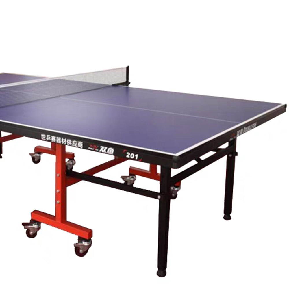 DOUBLE FISH 201 Indoor 18mm Blue Foldable Solo Play Table Tennis Pingpong Table-Bats Balls Net ITTF Approve