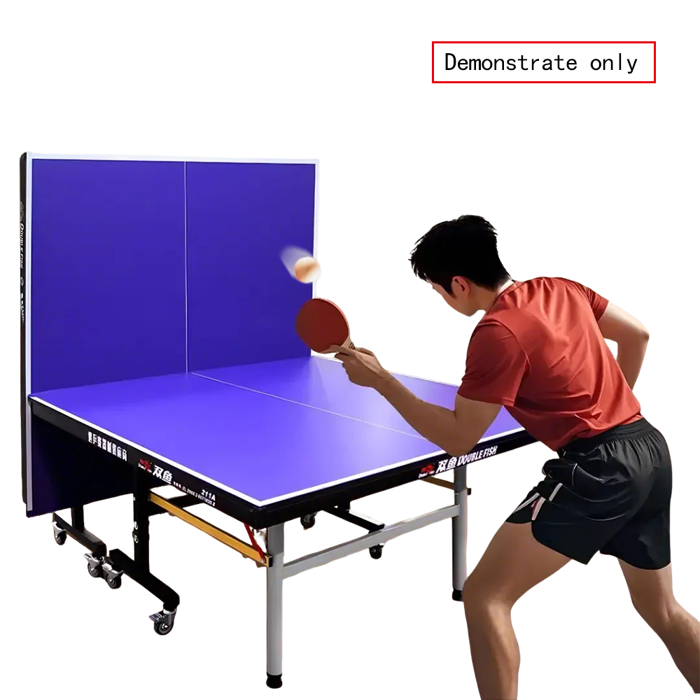 DOUBLE FISH 201 Indoor 18mm Blue Foldable Solo Play Table Tennis Pingpong Table-Bats Balls Net ITTF Approve
