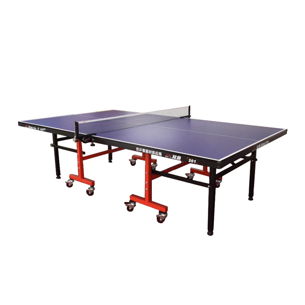 DOUBLE FISH 201 Indoor 18mm Blue Foldable Solo Play Table Tennis Pingpong Table-Bats Balls Net ITTF Approve
