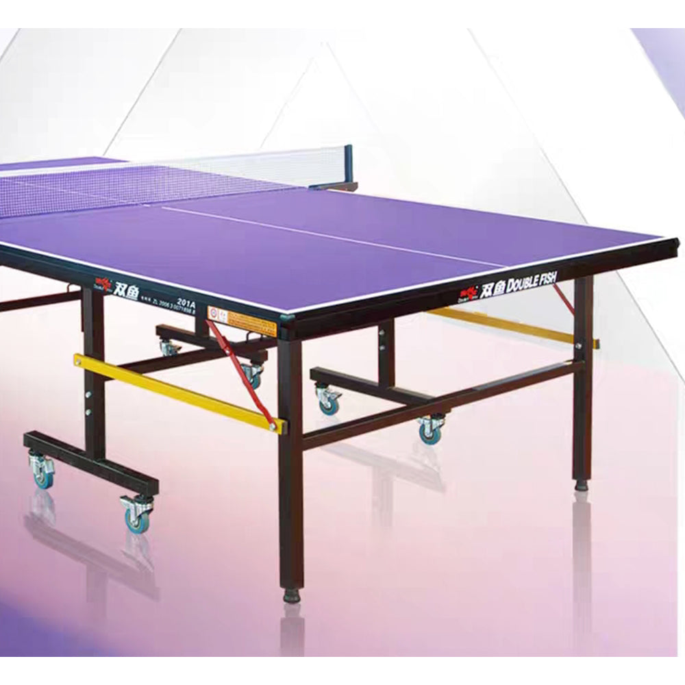 DOUBLE FISH 201A Indoor 18mm Indigo Foldable Solo Play Table Tennis Pingpong Table-Bats Balls Net ITTF Approve