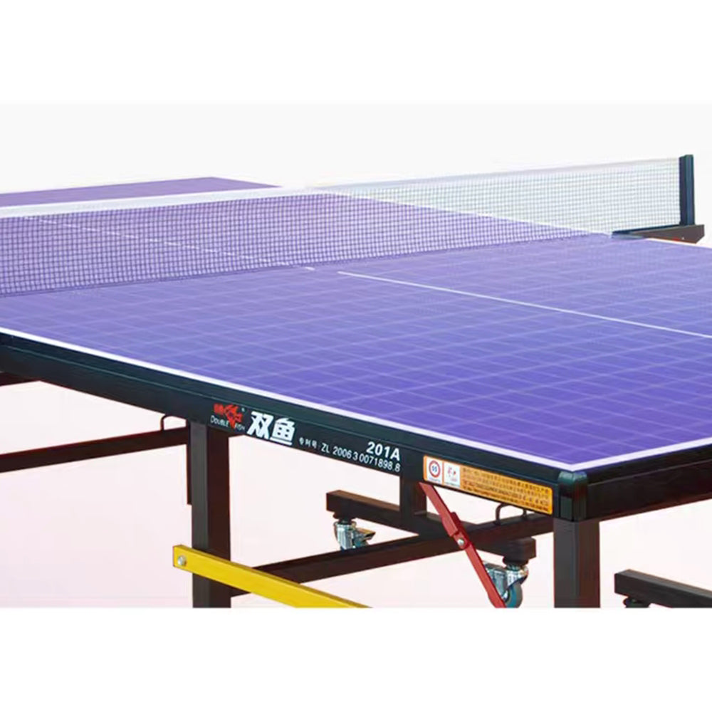 DOUBLE FISH 201A Indoor 18mm Indigo Foldable Solo Play Table Tennis Pingpong Table-Bats Balls Net ITTF Approve