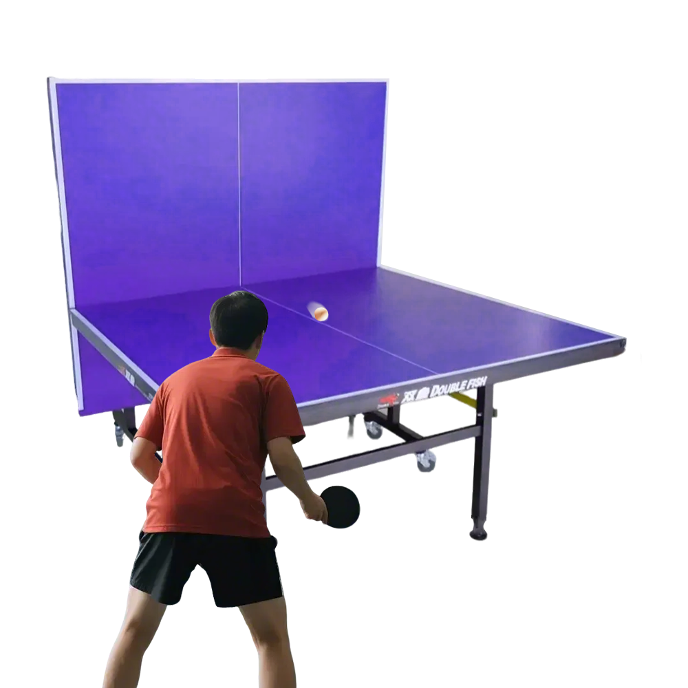 DOUBLE FISH 201A Indoor 18mm Indigo Foldable Solo Play Table Tennis Pingpong Table-Bats Balls Net ITTF Approve
