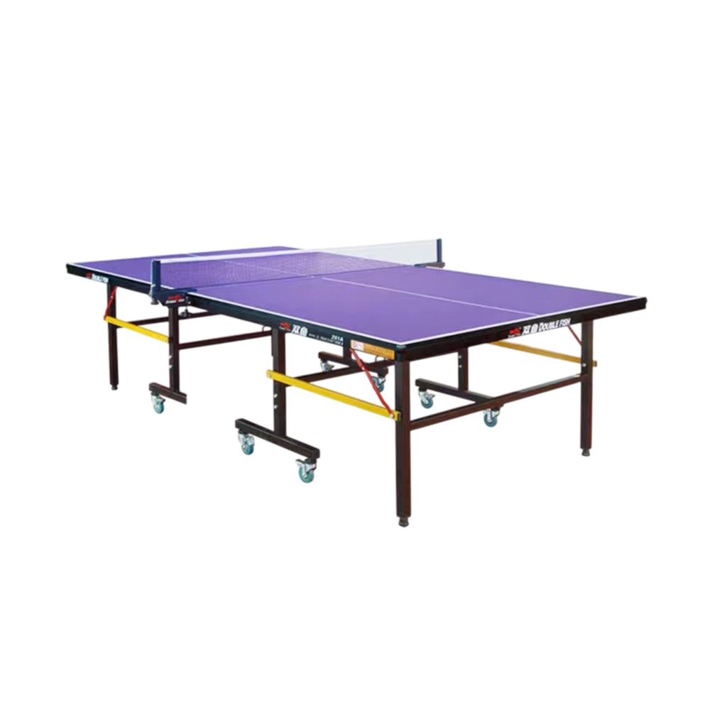 DOUBLE FISH 201A Indoor 18mm Indigo Foldable Solo Play Table Tennis Pingpong Table-Bats Balls Net ITTF Approve