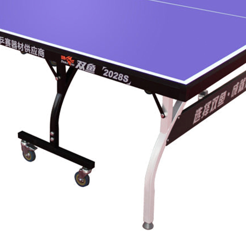 DOUBLE FISH 2028S 18mm Black&Blue Foldable Solo Play Indoor Table Tennis/Ping Pong Table  - Bats Ball Net ITTF Approve