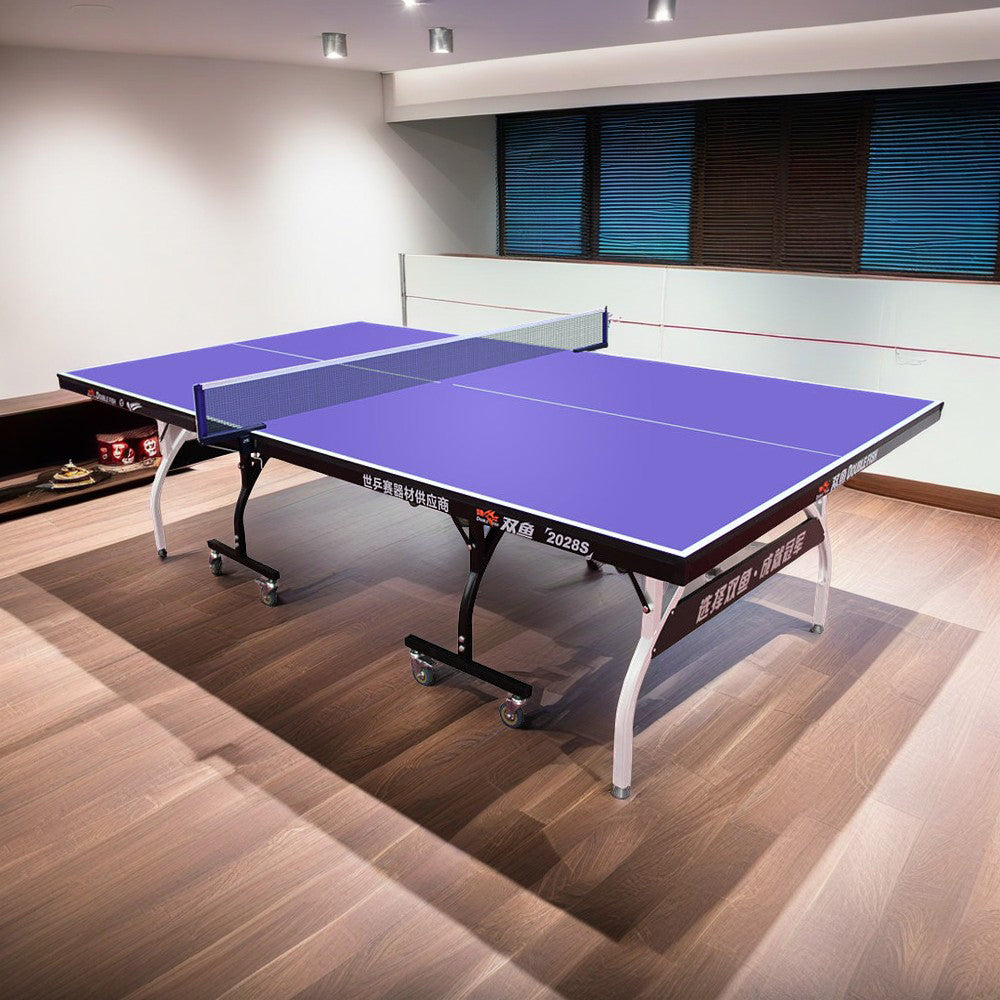 DOUBLE FISH 2028S 18mm Black&Blue Foldable Solo Play Indoor Table Tennis/Ping Pong Table  - Bats Ball Net ITTF Approve