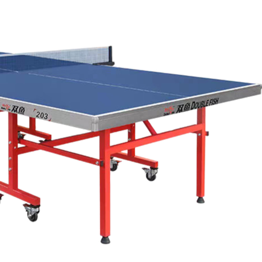 DOUBLE FISH 203 Indoor 18mm Blue Foldable Solo Play Table Tennis Pingpong Table-Bats Balls Net ITTF Approve