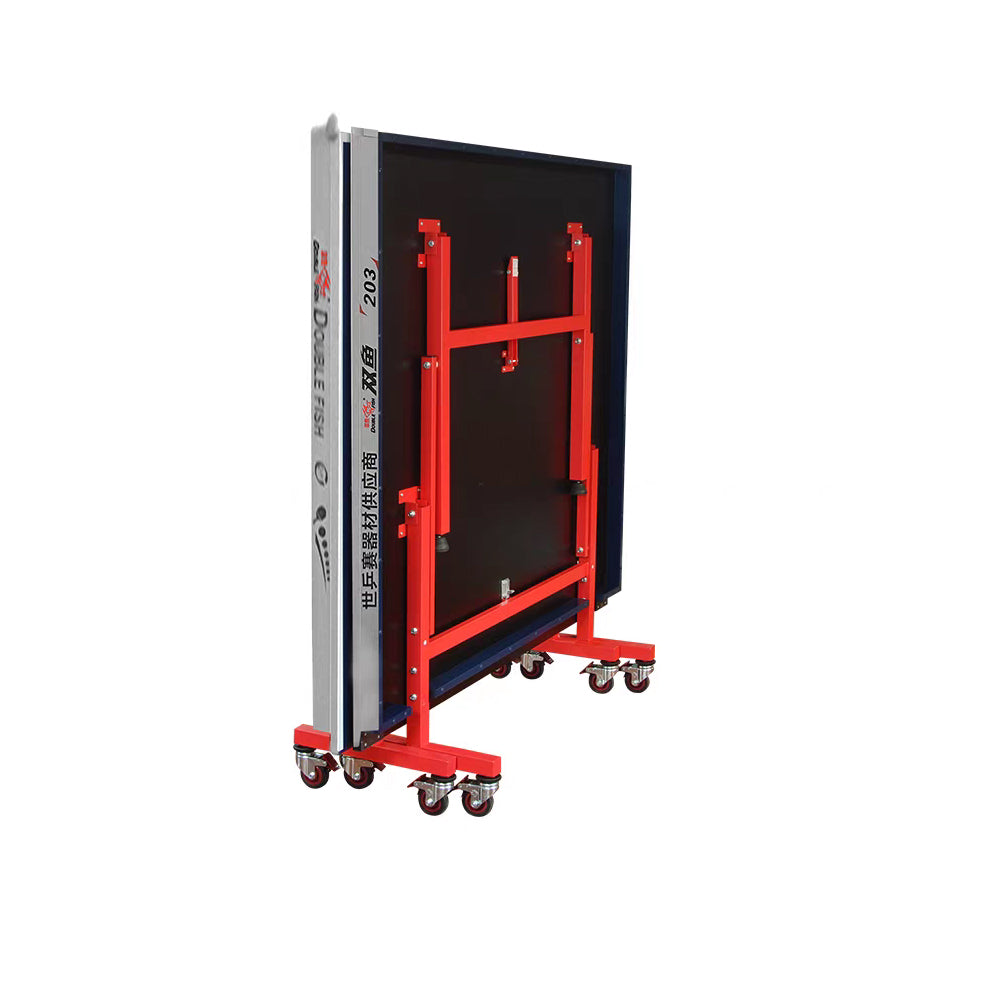 DOUBLE FISH 203 Indoor 18mm Blue Foldable Solo Play Table Tennis Pingpong Table-Bats Balls Net ITTF Approve