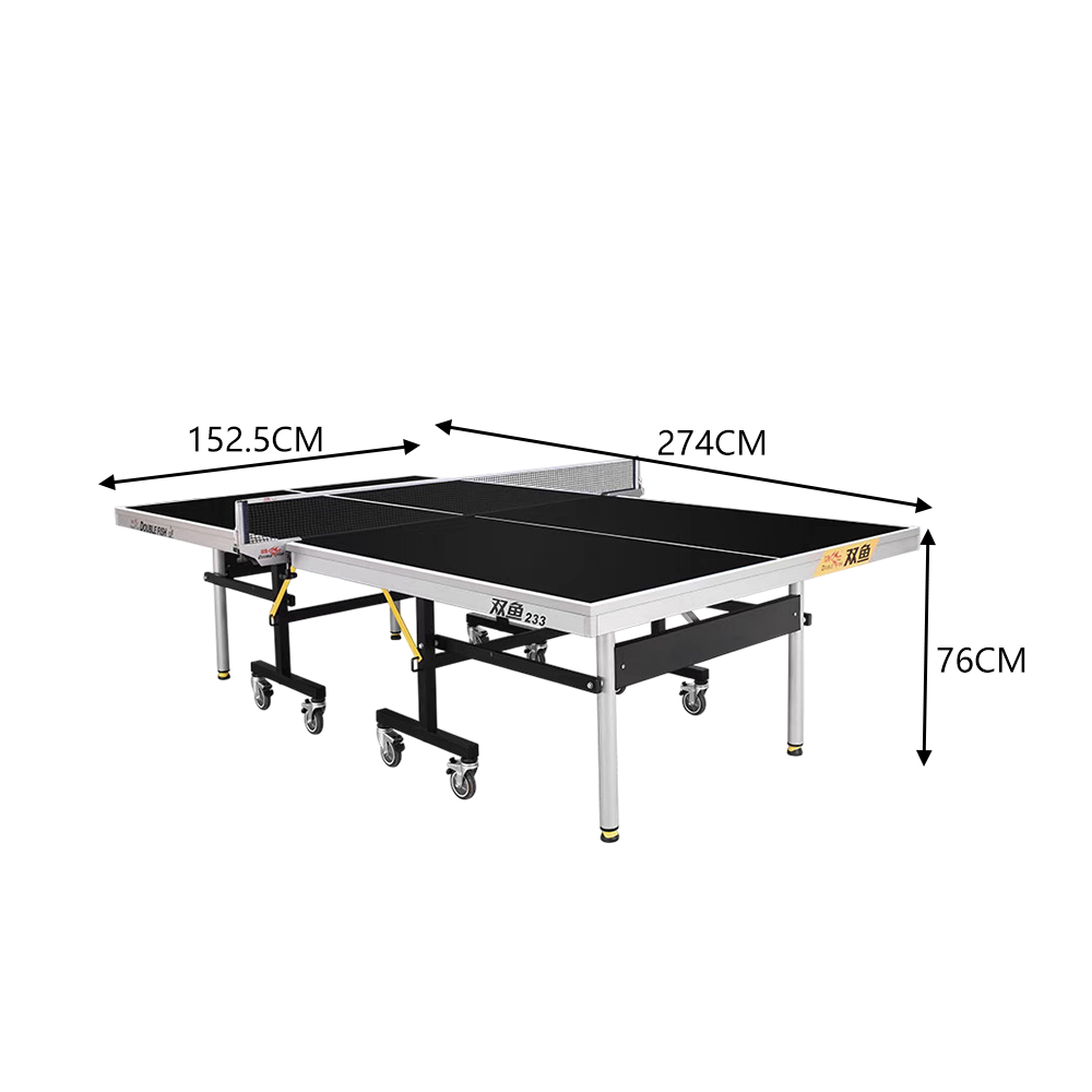DOUBLE FISH 233 Indoor 25mm Black&Blue Foldable Solo Play Table Tennis Pingpong Table-Bats Balls Net ITTF Approve