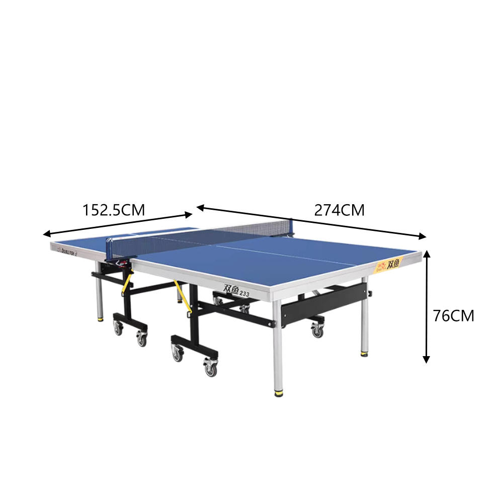DOUBLE FISH 233 Indoor 25mm Black&Blue Foldable Solo Play Table Tennis Pingpong Table-Bats Balls Net ITTF Approve