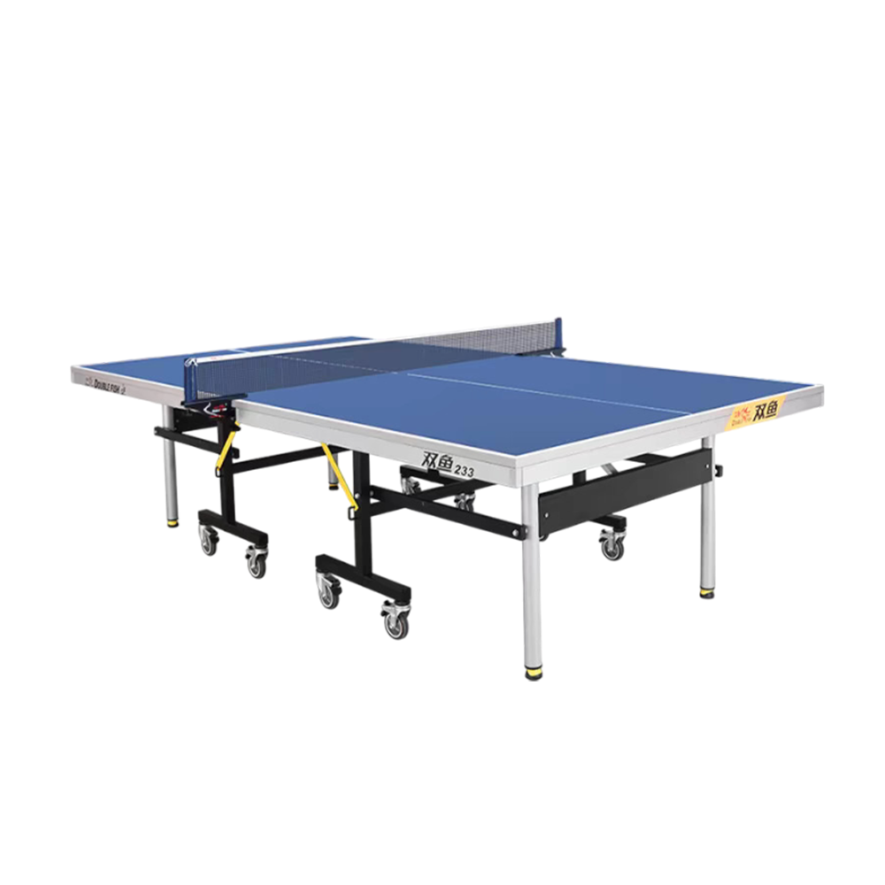 DOUBLE FISH 233 Indoor 25mm Black&Blue Foldable Solo Play Table Tennis Pingpong Table-Bats Balls Net ITTF Approve