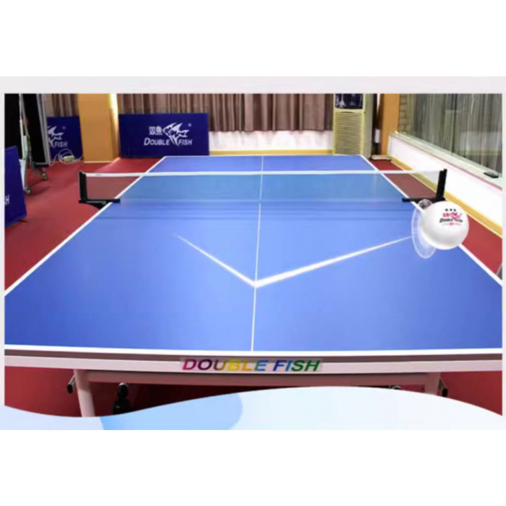 DOUBLE FISH 286 Indoor 18mm Blue Foldable Solo Play Table Tennis Pingpong Table-Bats Balls Net ITTF Approve