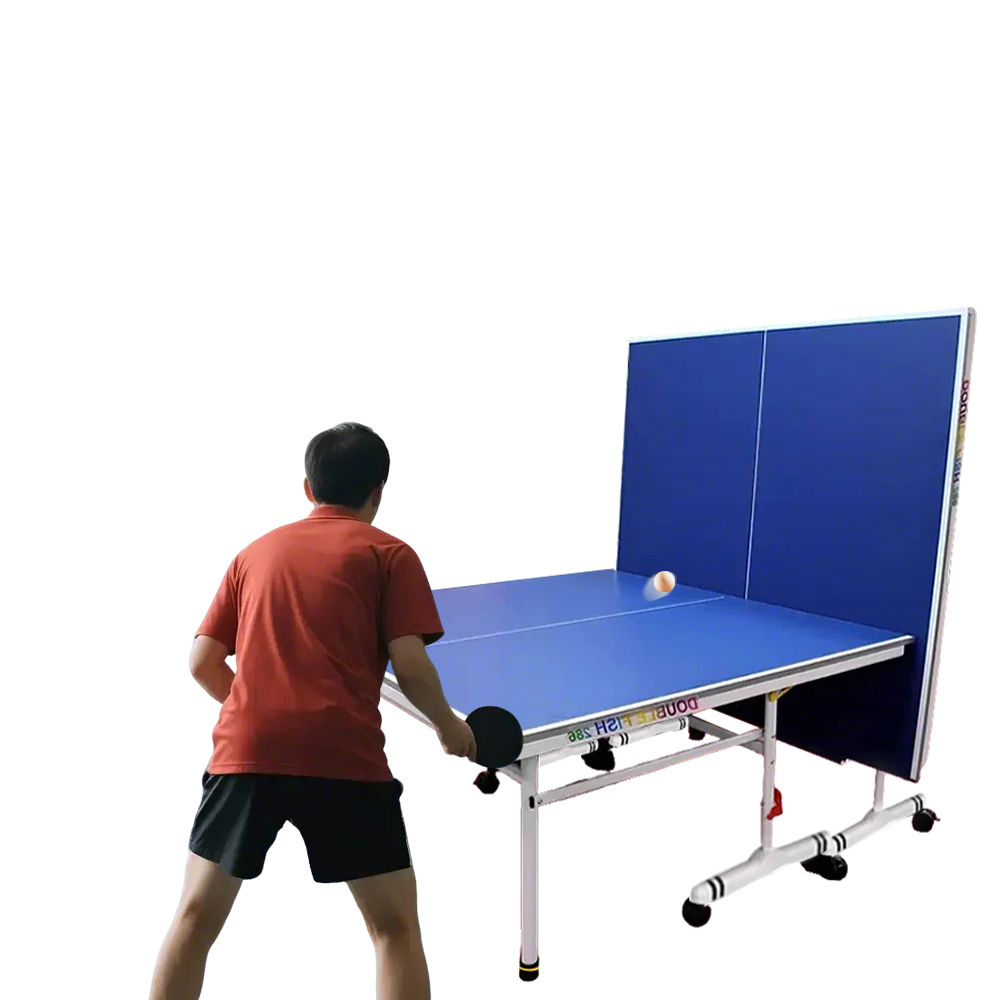 DOUBLE FISH 286 Indoor 18mm Blue Foldable Solo Play Table Tennis Pingpong Table-Bats Balls Net ITTF Approve