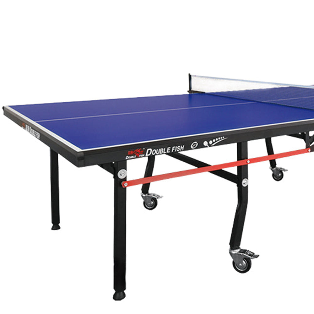 DOUBLE FISH 301 18mm Black&Blue Indoor Foldable Table Tennis/Ping Pong Table - Bats Ball Net ITTF Approve