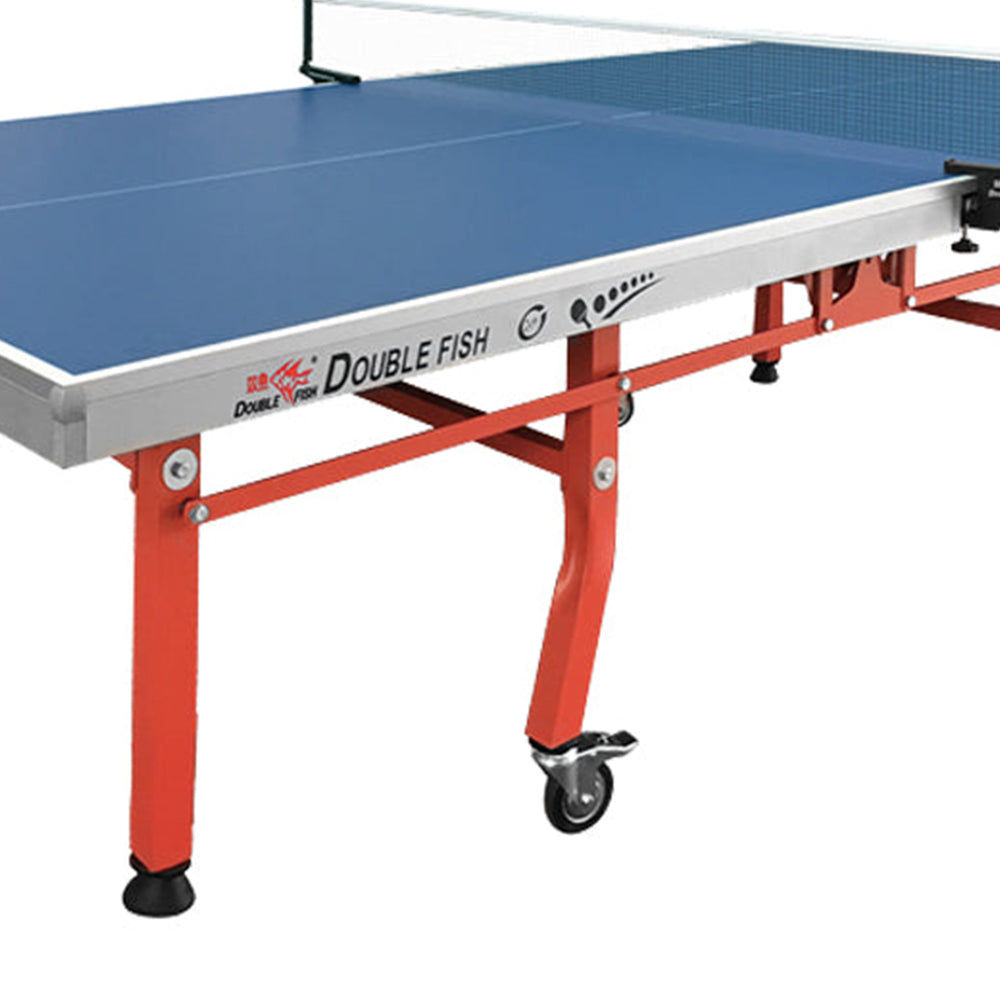 DOUBLE FISH 303 25mm Red&Blue Foldable Indoor Table Tennis/Ping Pong Table - Bats Ball Net ITTF Approve