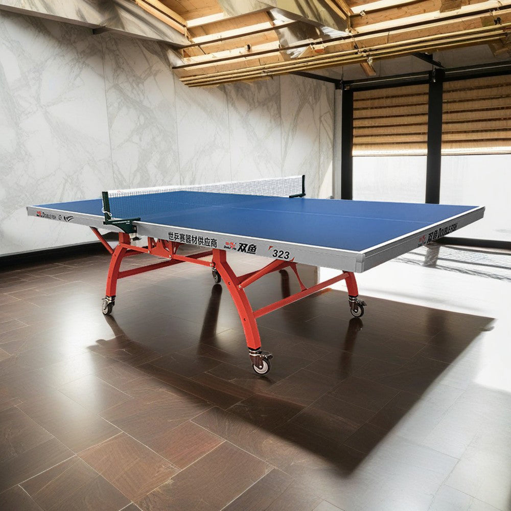 DOUBLE FISH 323 18mm Red&Blue Indoor Table Tennis/Ping Pong Table - Bats Ball Net ITTF Approve