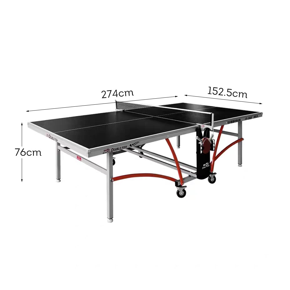 DOUBLE FISH 352 Indoor 18mm Black Table Tennis Pingpong Table-Bats Balls Net ITTF Approve