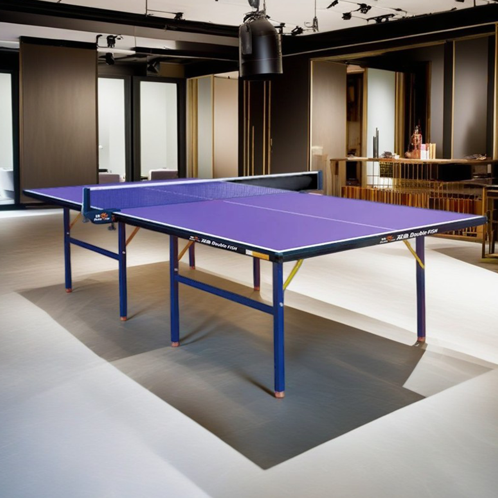 DOUBLE FISH 501A Indoor 15mm Indigo Foldable Solo Play Table Tennis Pingpong Table-Bats Balls Net ITTF Approve
