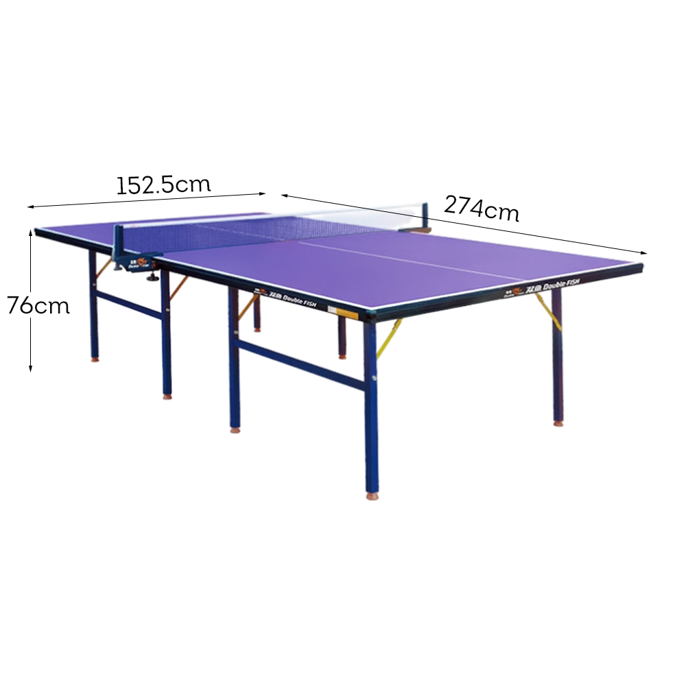 DOUBLE FISH 501A Indoor 15mm Indigo Foldable Solo Play Table Tennis Pingpong Table-Bats Balls Net ITTF Approve