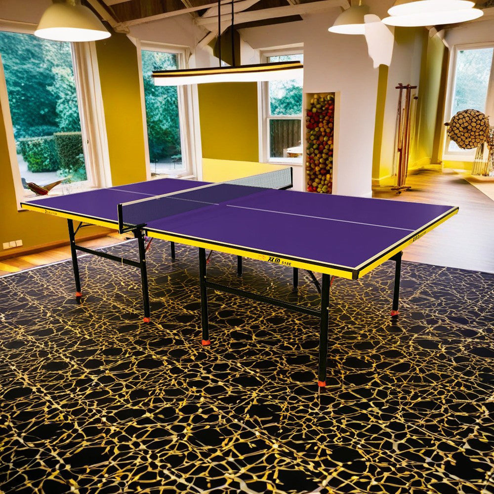 DOUBLE FISH 518E 15mm Black&Blue Pro Indoor Table Tennis/Ping Pong Table - Bats Ball Net ITTF Approve