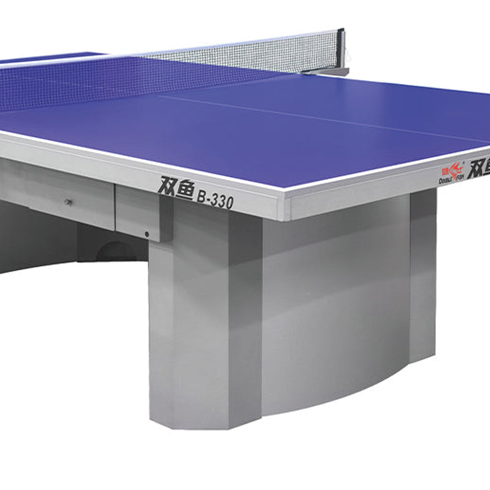 DOUBLE FISH B330 18mm Gray&Blue Indoor Table Tennis/Ping Pong Table - Bats Ball Net ITTF Approve