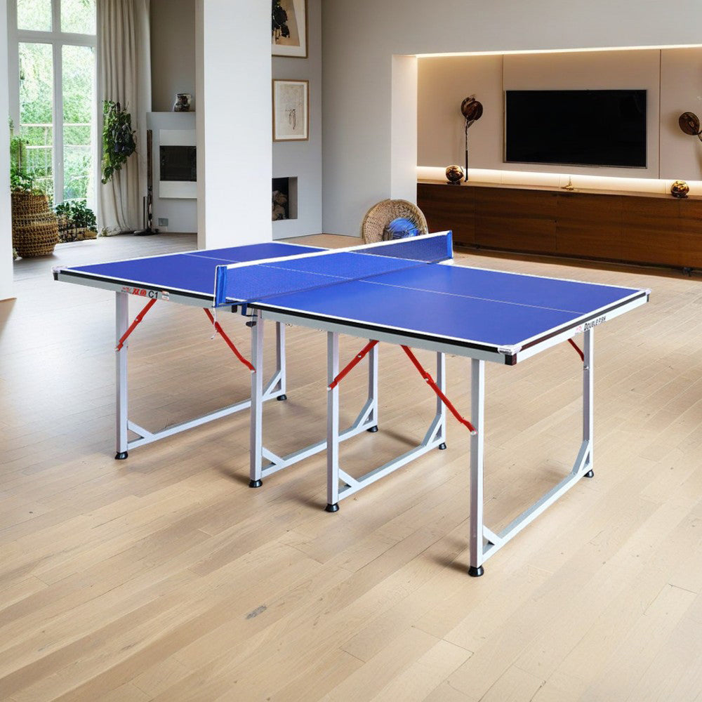 DOUBLE FISH C1 15mm Gray&Blue Indoor Table Tennis/Ping Pong Table - Bats Ball Net ITTF Approve