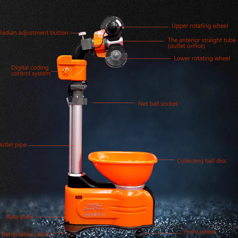 DOUBLE FISH DF G8 Double Rotor Driven Table Tennis Terving Machine-Orange