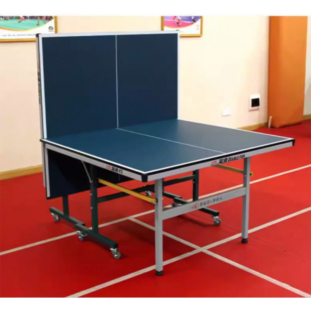 DOUBLE FISH K2 Indoor 15mm Blue Foldable Solo Play Table Tennis Pingpong Table-Bats Balls Net ITTF Approve