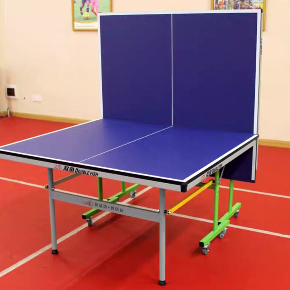 DOUBLE FISH K3 Indoor 18mm Blue Foldable Solo Play Table Tennis Pingpong Table-Bats Balls Net ITTF Approve