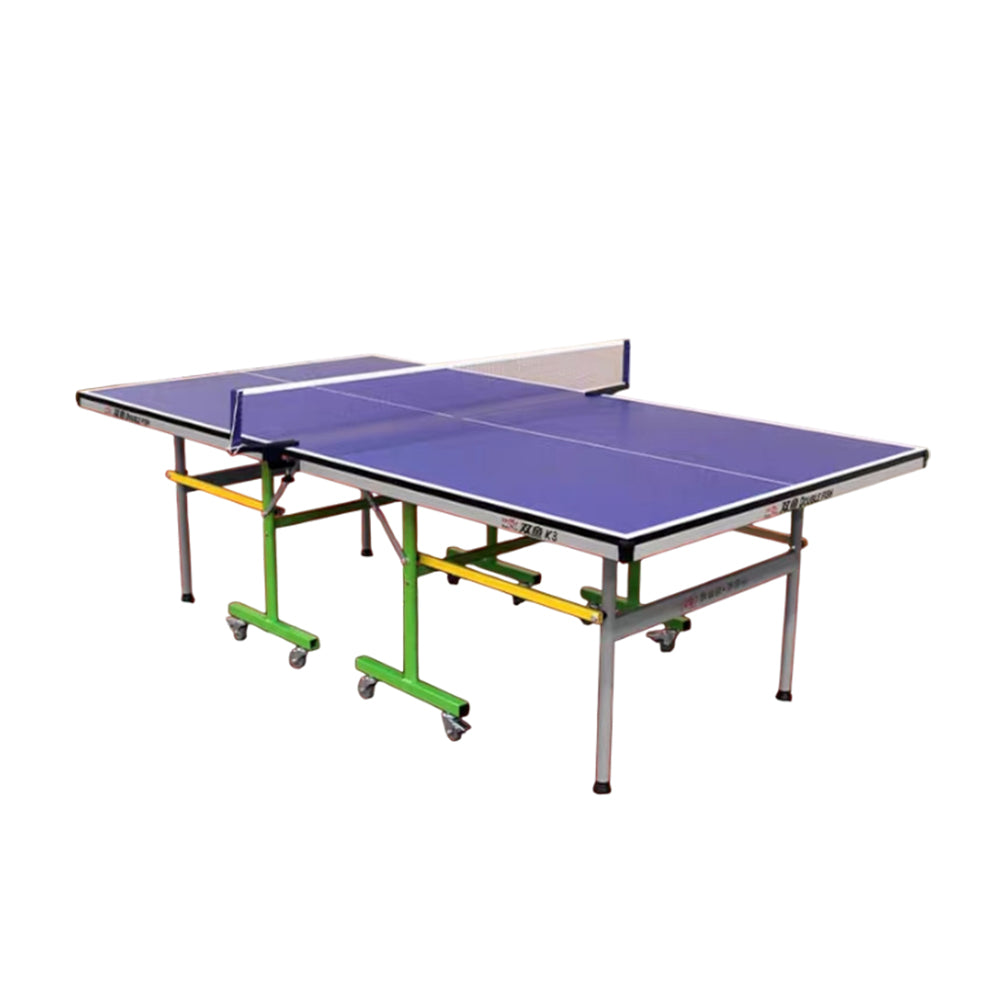 DOUBLE FISH K3 Indoor 18mm Blue Foldable Solo Play Table Tennis Pingpong Table-Bats Balls Net ITTF Approve