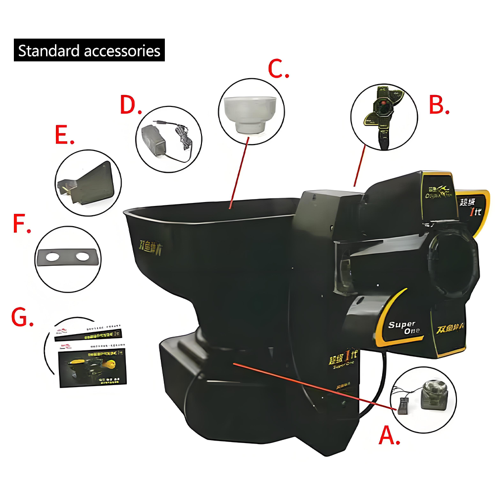 DOUBLE FISH Super 1 Two Wheel Driven Table Tennis Serve Machine-Black