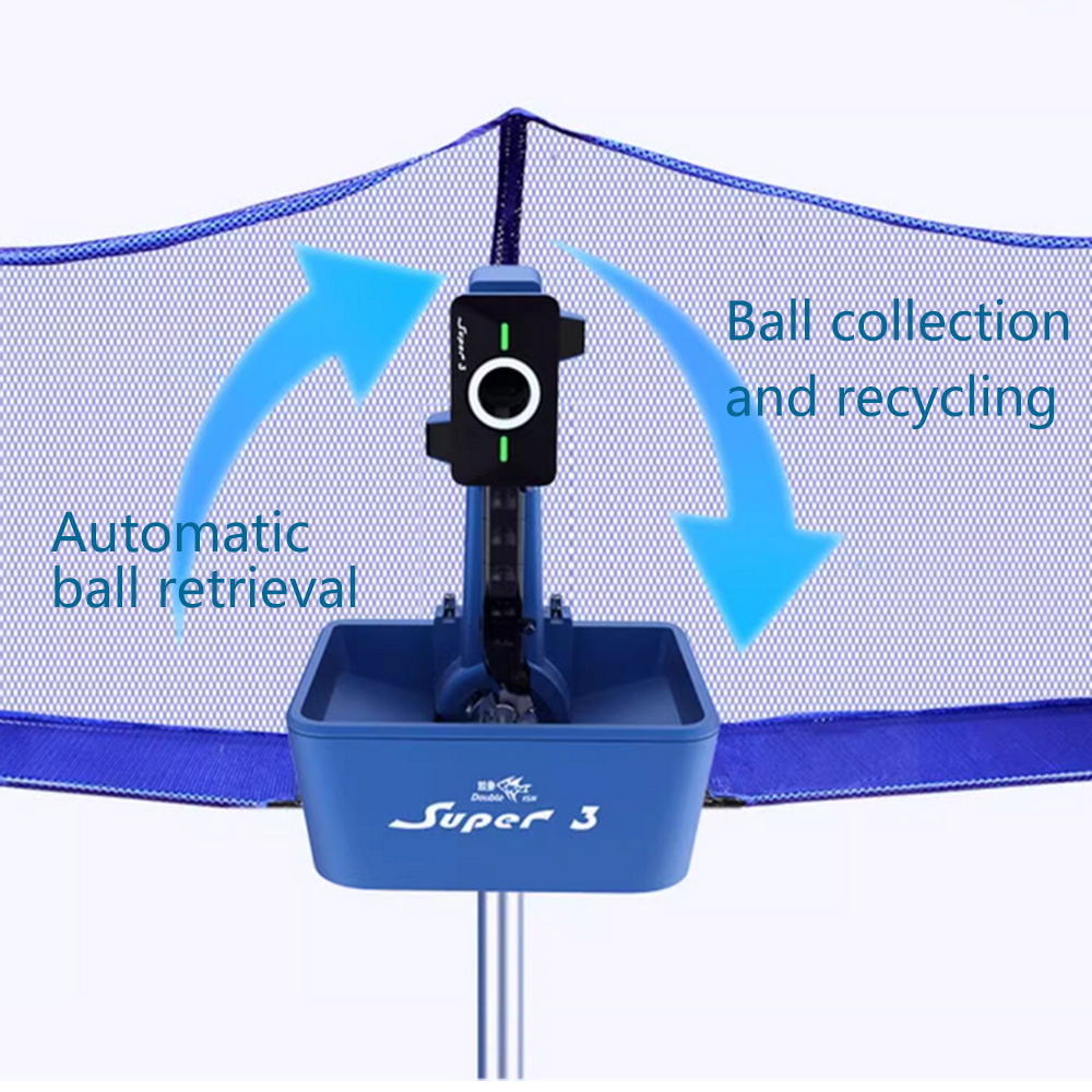 DOUBLE FISH Super 3 Plus Standing Intelligent Technology Table Tennis Serve Machine -Grey&Blue