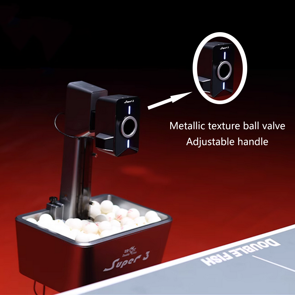 DOUBLE FISH Super 3 Plus Standing Intelligent Technology Table Tennis Serve Machine -Grey&Blue