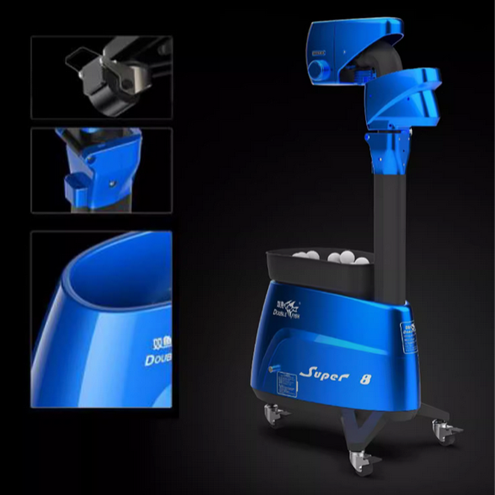 DOUBLE FISH Super 8 Vertical Intelligent Technology Table Tennis Ball Serving Machine-Blue&Black