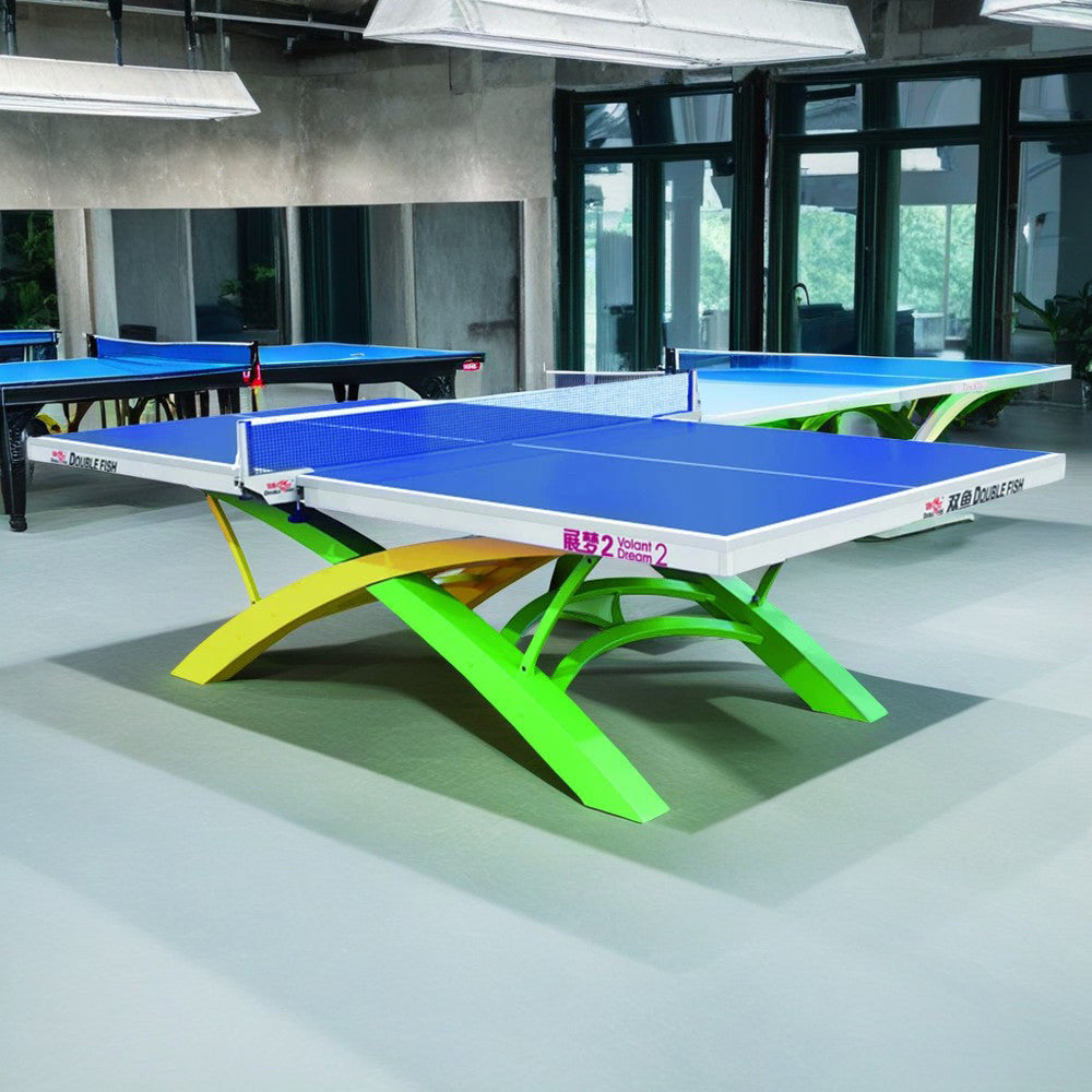 DOUBLE FISH Volant Dream-2 25mm Yellow&Green&Blue Pro Indoor Table Tennis/Ping Pong Table - Bats Ball Net ITTF Approve