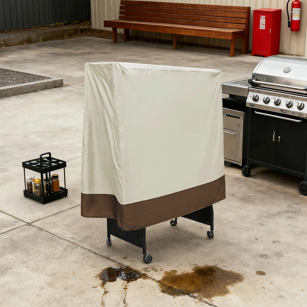 ARIX Table Tennis Table Cover - Waterproof Oxford Fabric, UV-Resistant, Dustproof and Anti-Aging Suitable for Indoor and Outdoor Foldable Tables - Beige & Coffee