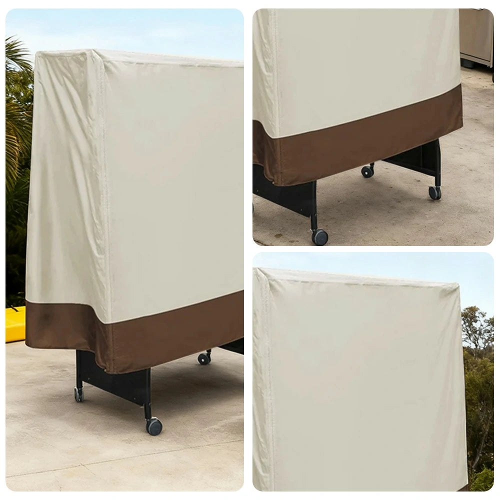 ARIX Table Tennis Table Cover - Waterproof Oxford Fabric, UV-Resistant, Dustproof and Anti-Aging Suitable for Indoor and Outdoor Foldable Tables - Beige & Coffee