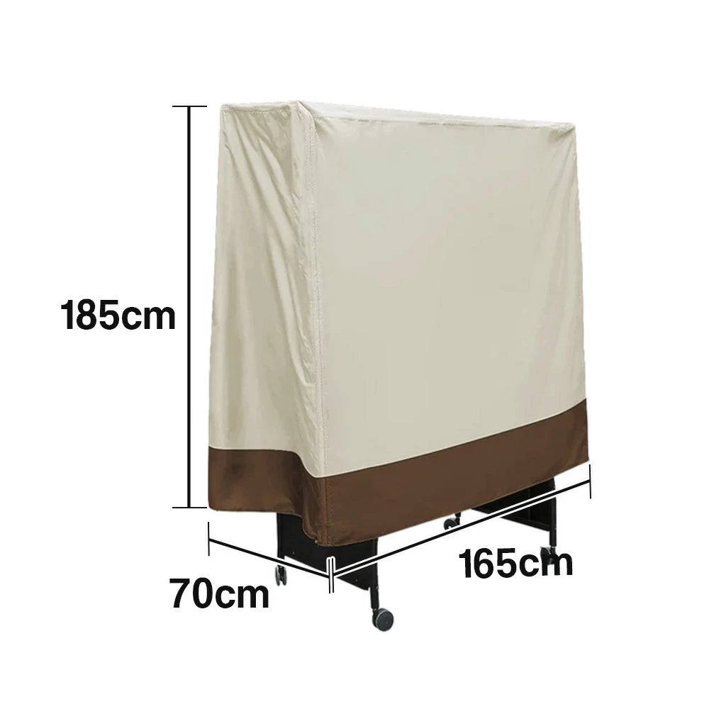 ARIX Table Tennis Table Cover - Waterproof Oxford Fabric, UV-Resistant, Dustproof and Anti-Aging Suitable for Indoor and Outdoor Foldable Tables - Beige & Coffee