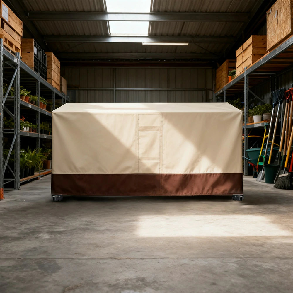 ARIX Table Tennis Table Cover - Waterproof Oxford Fabric with Drawstring, UV-Resistant and Dustproof, Suitable for Indoor and Outdoor Use - Beige & Coffee