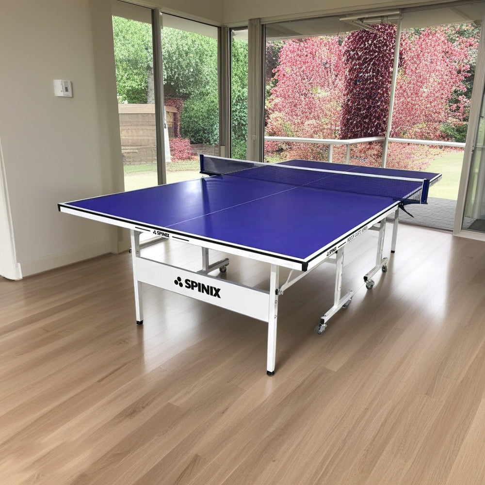 SPINIX Rollaway 13mm Indoor Black&Blue  Foldable Solo Play Table Tennis Pingpong Table-Bats Balls Net