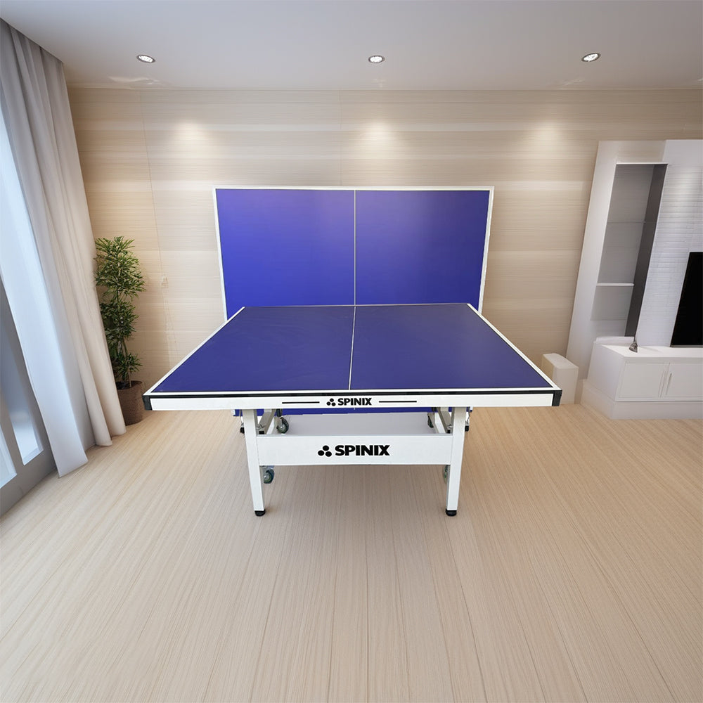 SPINIX Rollaway 13mm Indoor Black&Blue  Foldable Solo Play Table Tennis Pingpong Table-Bats Balls Net