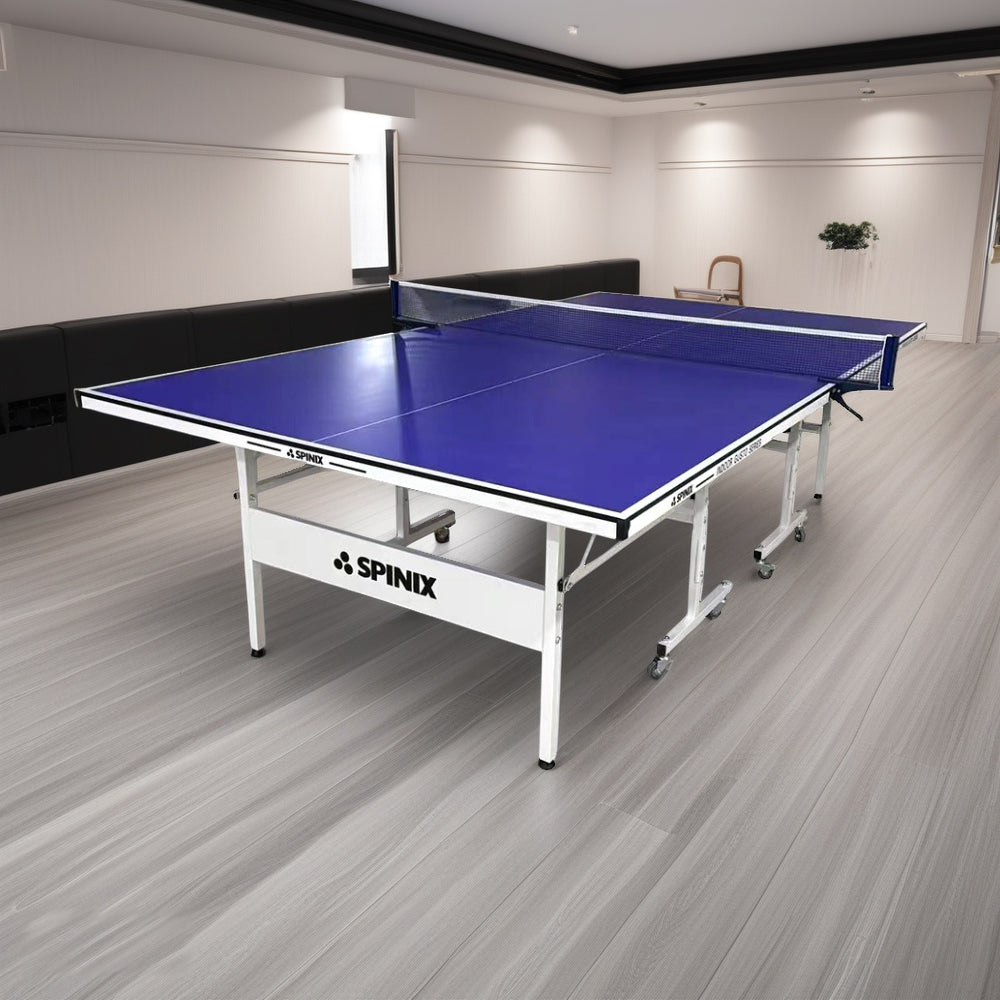 SPINIX 16mm Indoor Black&Blue Foldable Solo Play Table Tennis Pingpong Table - Bats Balls Net